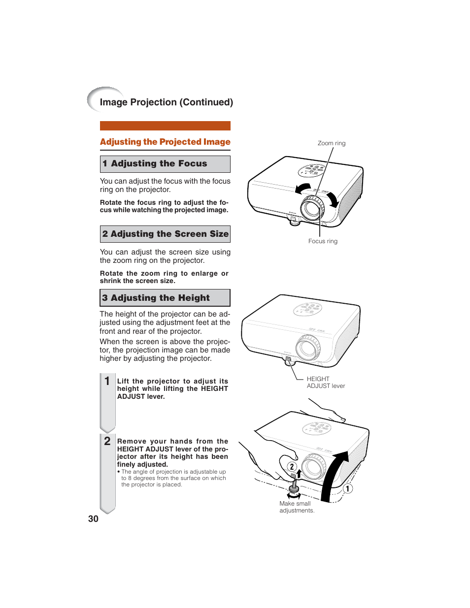Image projection (continued) | Eiki EIP-1600T User Manual | Page 34 / 69
