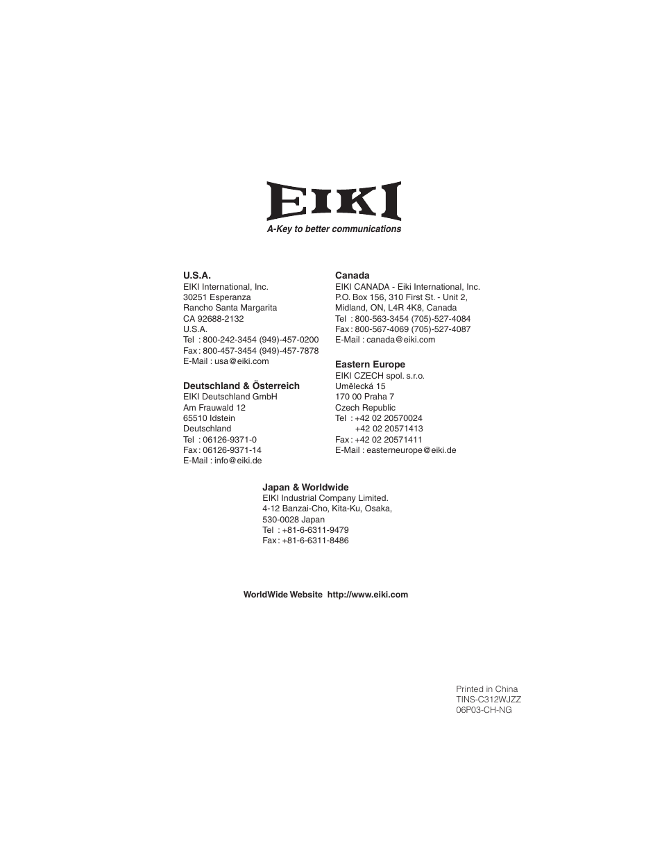 Eiki EIP-1600T User Manual | Page 69 / 69