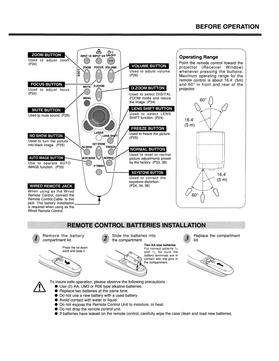 Remote control batteries installation, Lc-xt1 | Eiki LC-XT1 User Manual | Page 19 / 51