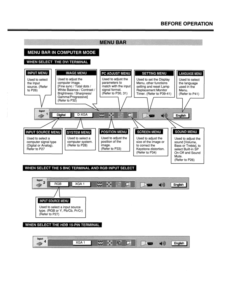 Menu bar, Lc-xt1 | Eiki LC-XT1 User Manual | Page 21 / 51