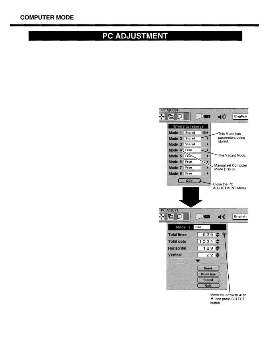 Pc adjustments, Lc-xt1 | Eiki LC-XT1 User Manual | Page 30 / 51