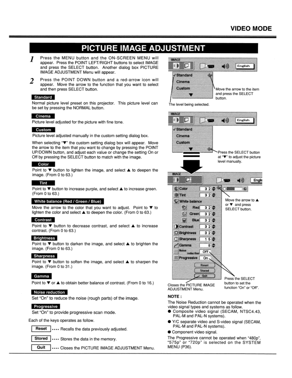 Picture image adjustment, Lc-xt1 | Eiki LC-XT1 User Manual | Page 37 / 51