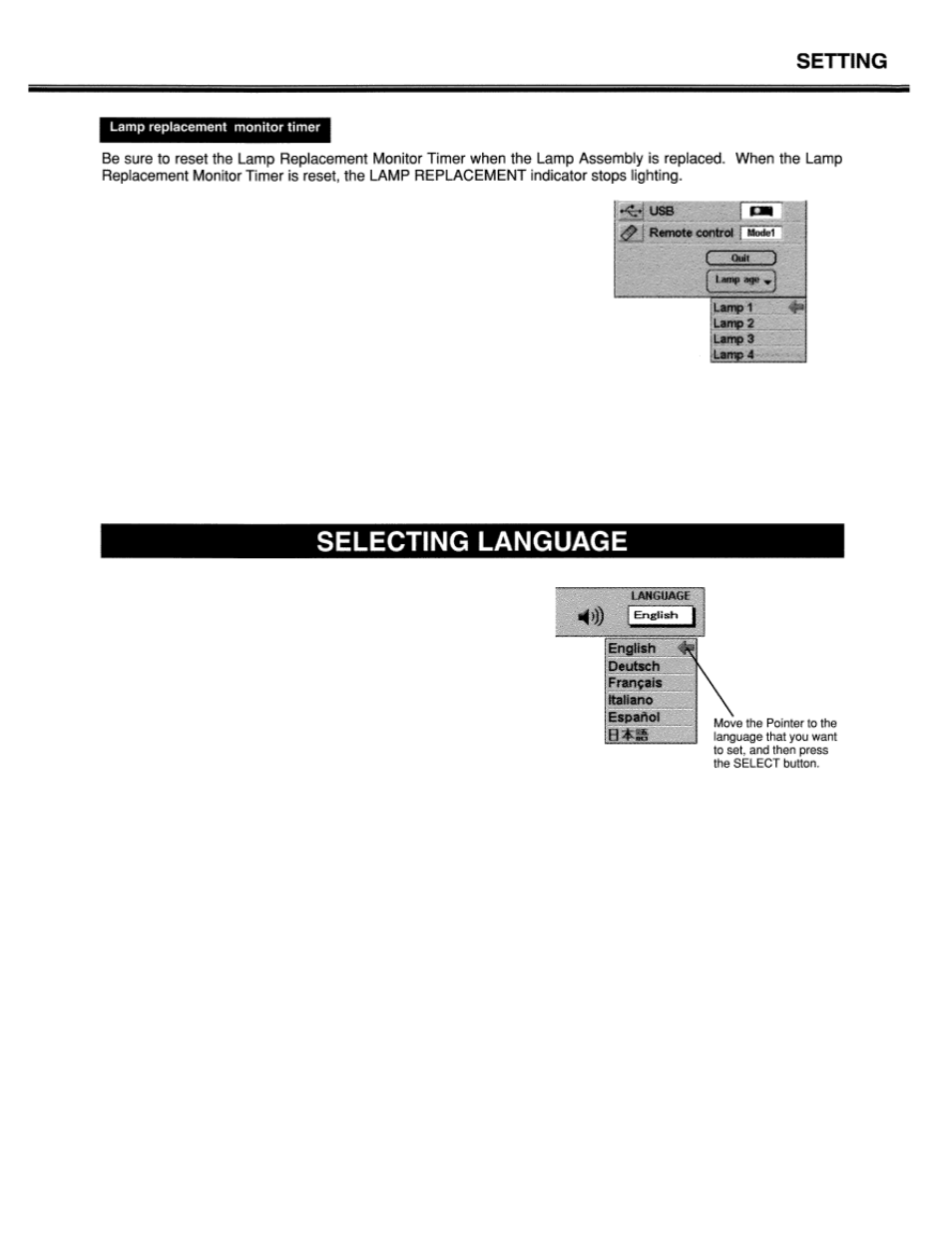 Setting language, Lc-xt1 | Eiki LC-XT1 User Manual | Page 41 / 51