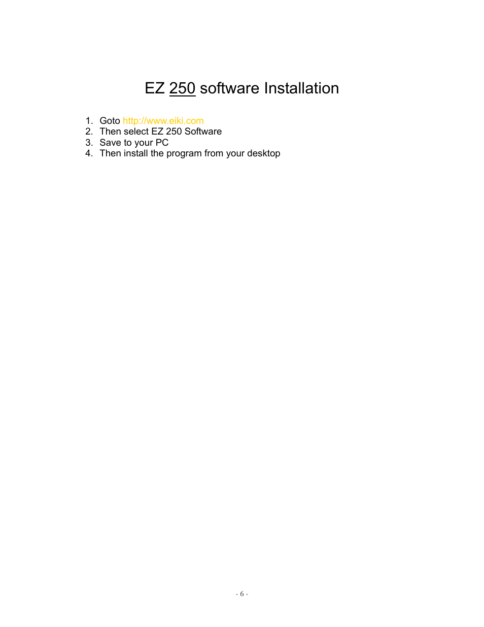 Ez 250 software installation | Eiki EZ 250 User Manual | Page 10 / 30