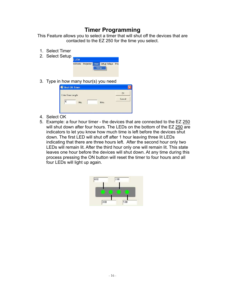 Timer programming | Eiki EZ 250 User Manual | Page 20 / 30