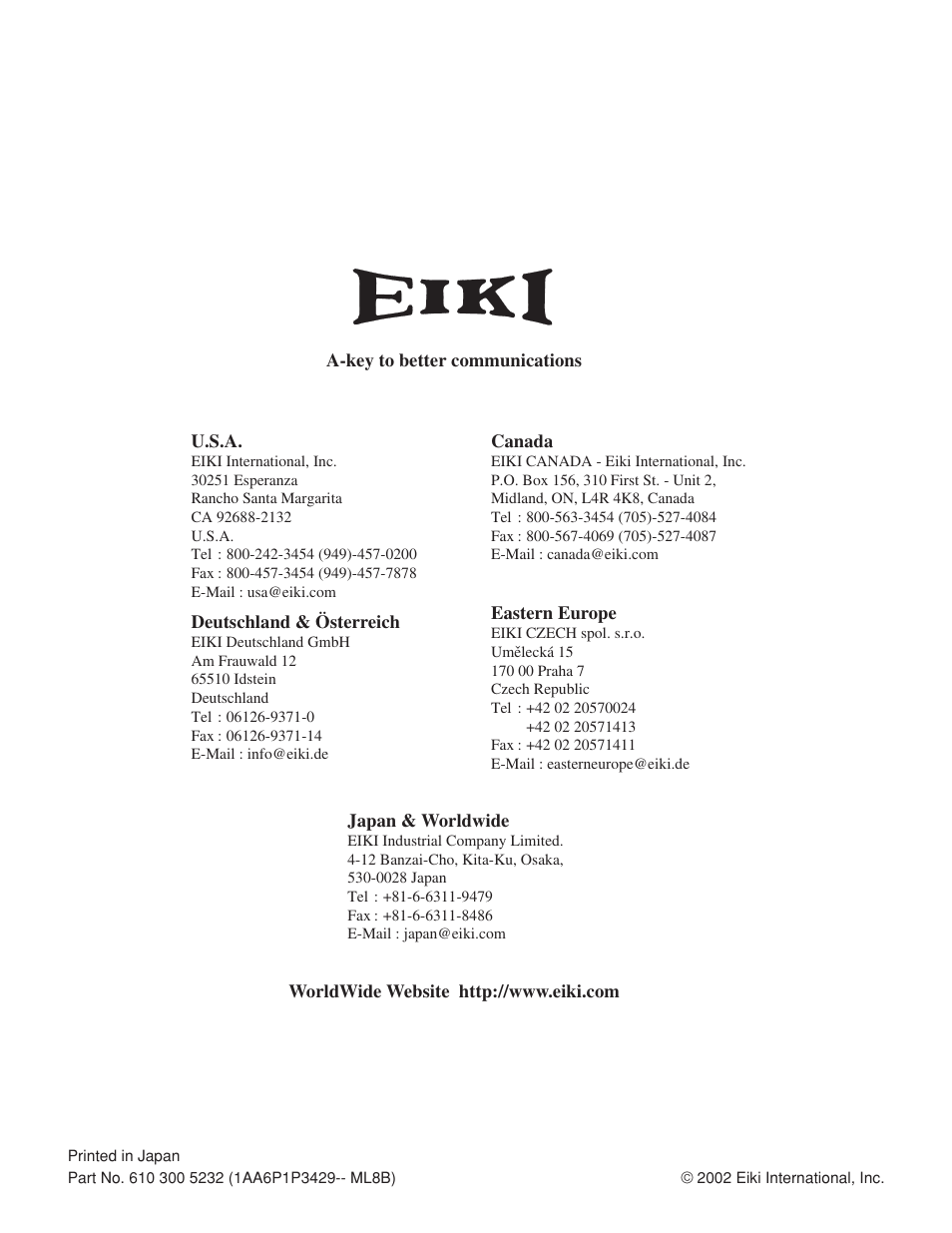 Eiki LC-NB4 User Manual | Page 48 / 48