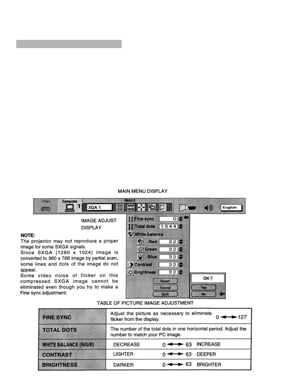Picture image adjustment | Eiki LC-X990 User Manual | Page 39 / 54