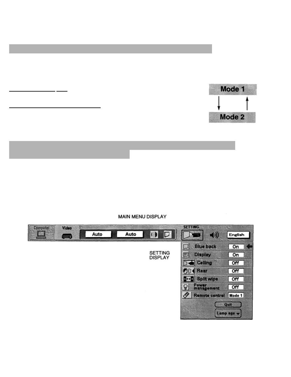 Remote control code change (mode 1 or mode 2) | Eiki LC-X990 User Manual | Page 47 / 54