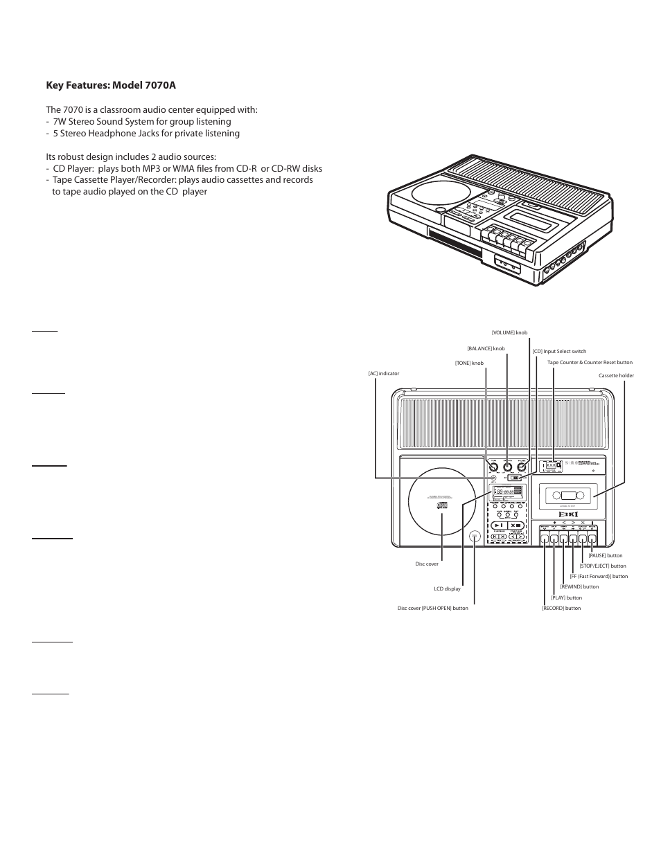 Eiki Classroom Audio Center 7070A User Manual | 1 page
