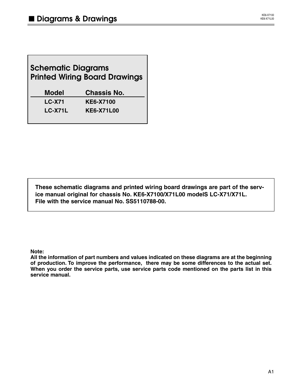 Diagrams & drawings, Drawings & diagrams, A1-a17 | Schematic diagrams printed wiring board drawings | Eiki LC-X71 LC-X71L User Manual | Page 105 / 107