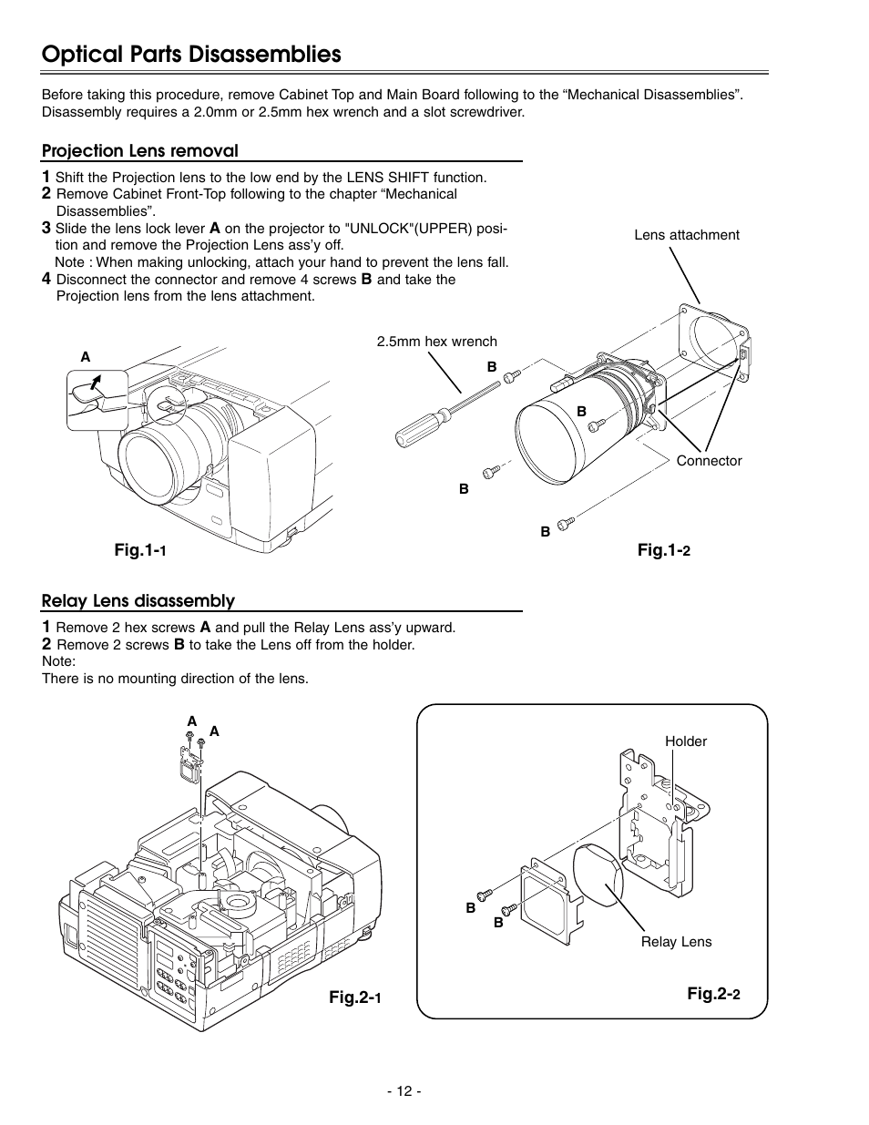 Optical parts disassemblies | Eiki LC-X71 LC-X71L User Manual | Page 12 / 107