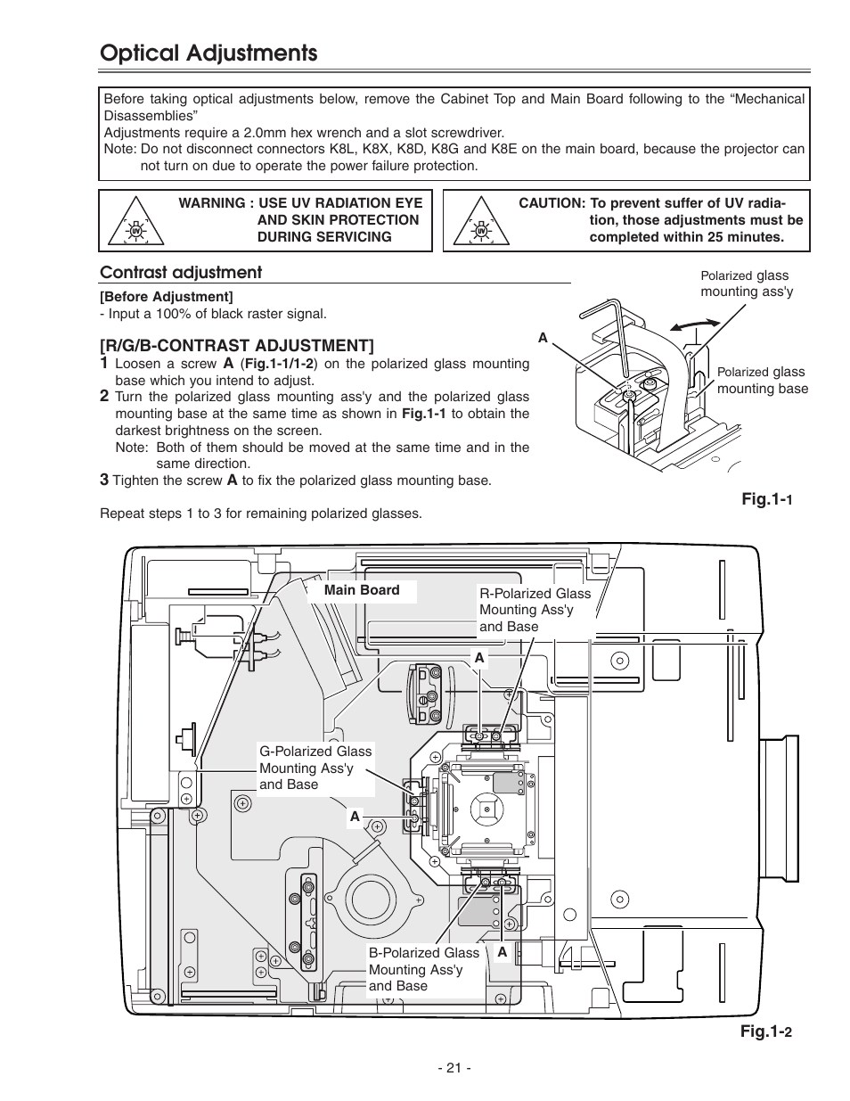 Optical adjustments | Eiki LC-X71 LC-X71L User Manual | Page 21 / 107