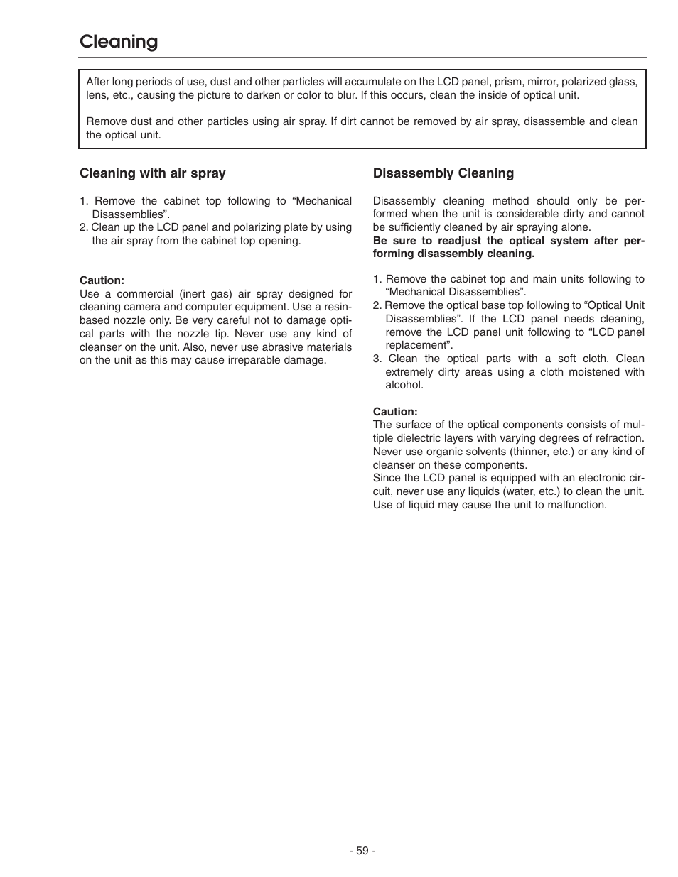 Cleaning | Eiki LC-X71 LC-X71L User Manual | Page 59 / 107