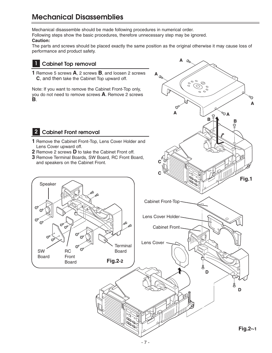 Mechanical disassemblies | Eiki LC-X71 LC-X71L User Manual | Page 7 / 107