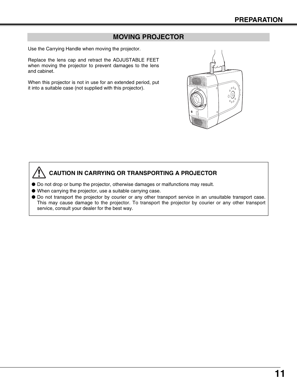 Moving projector | Eiki LC-X71L User Manual | Page 11 / 62