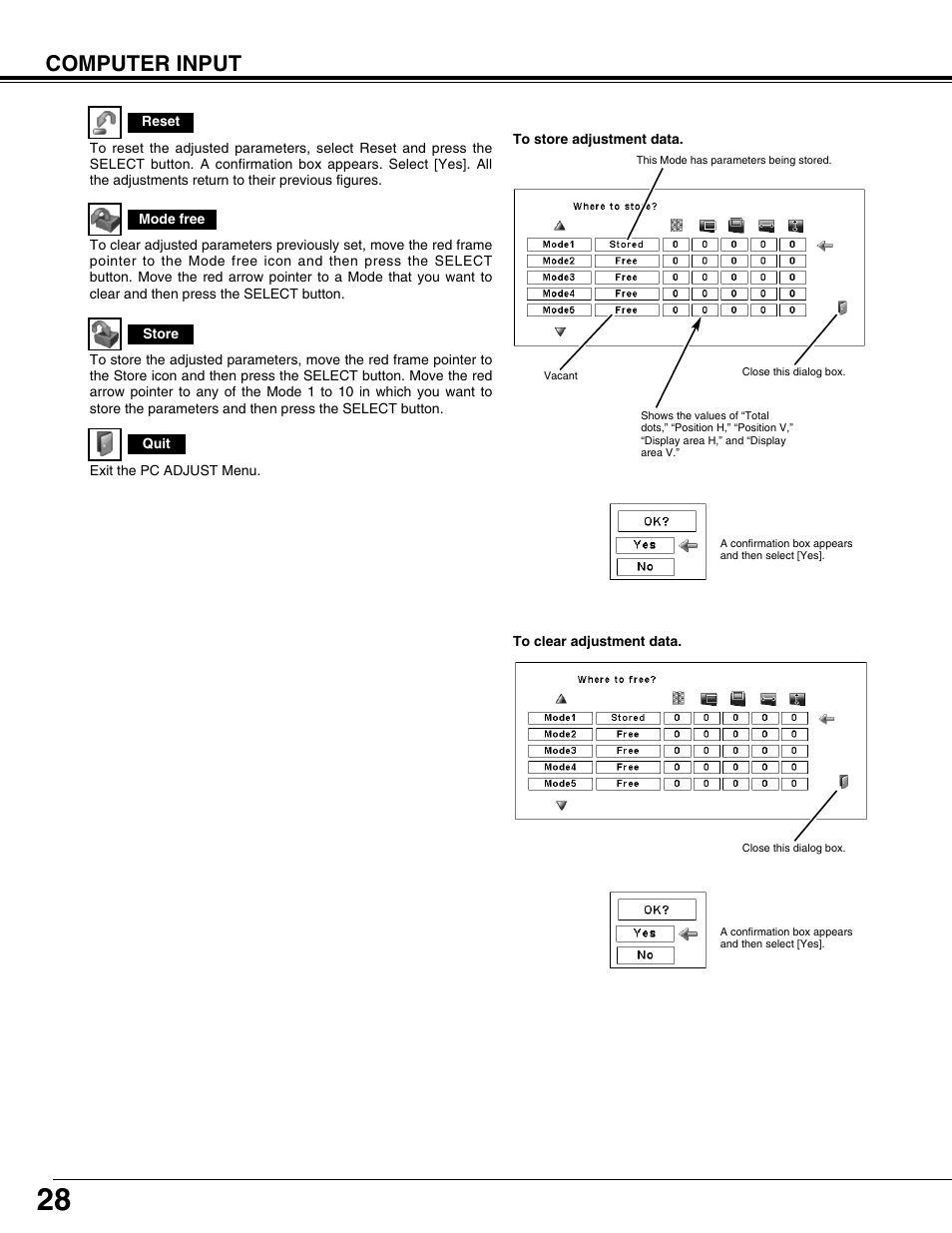 Computer input | Eiki LC-X71L User Manual | Page 28 / 62