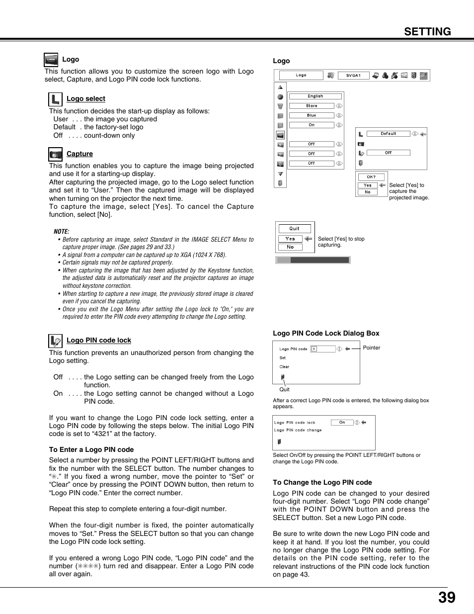 Setting | Eiki LC-X71L User Manual | Page 39 / 62