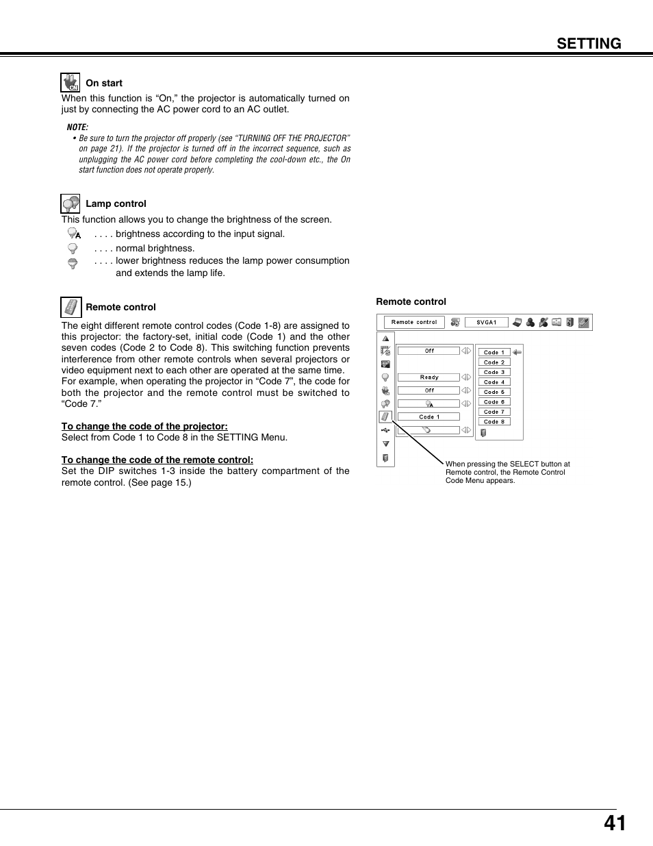 Setting | Eiki LC-X71L User Manual | Page 41 / 62