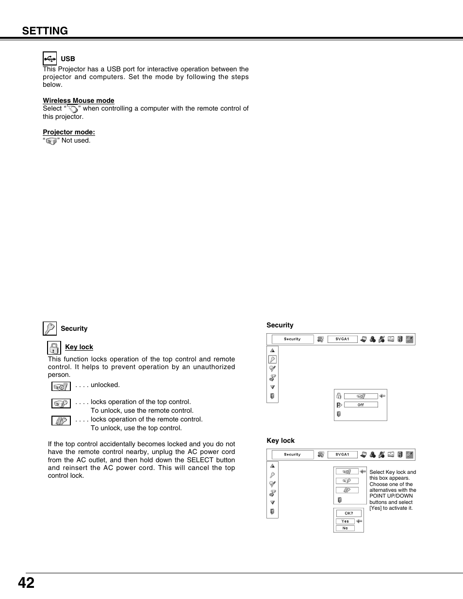 Setting | Eiki LC-X71L User Manual | Page 42 / 62