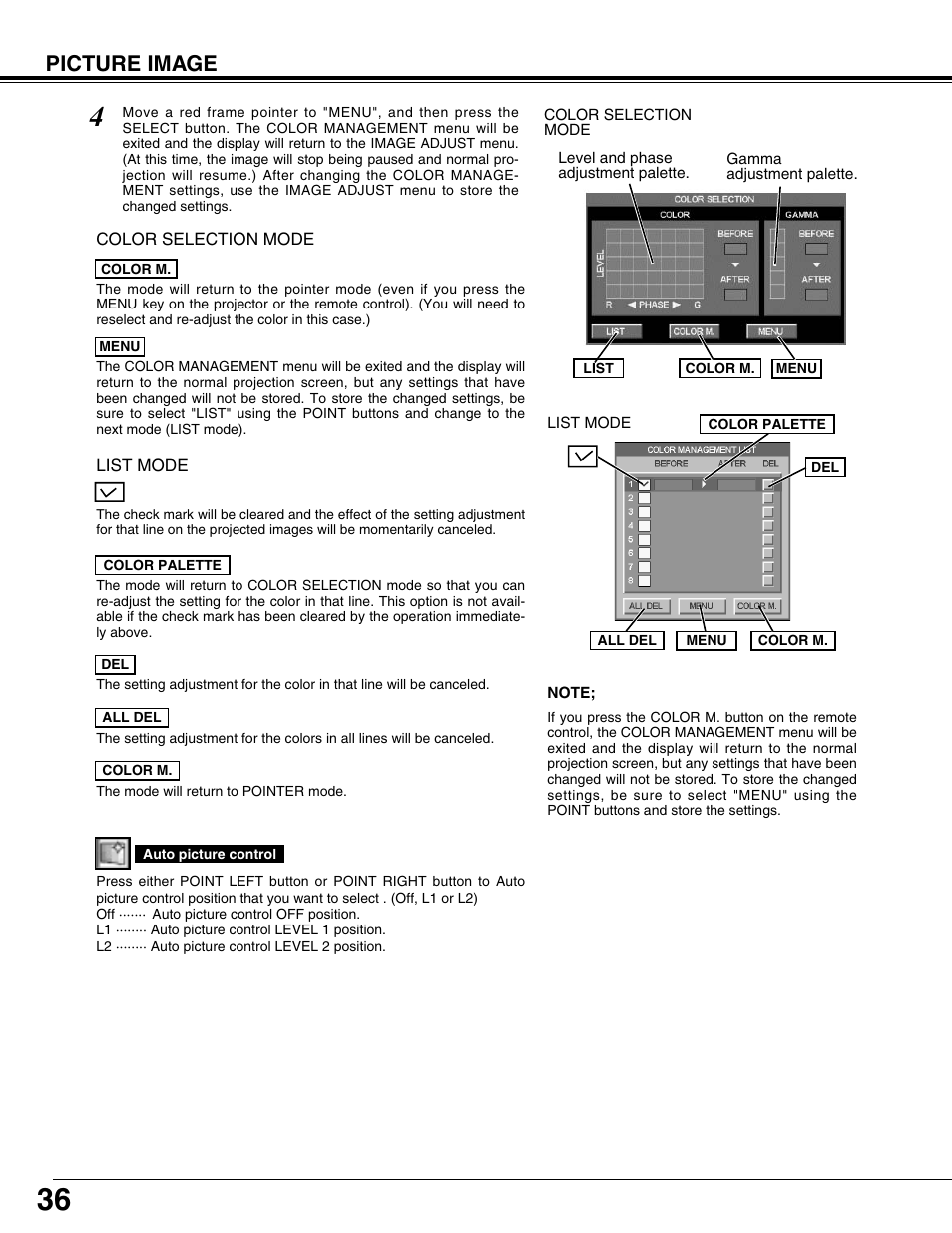 Picture image | Eiki LC-W3 User Manual | Page 36 / 60