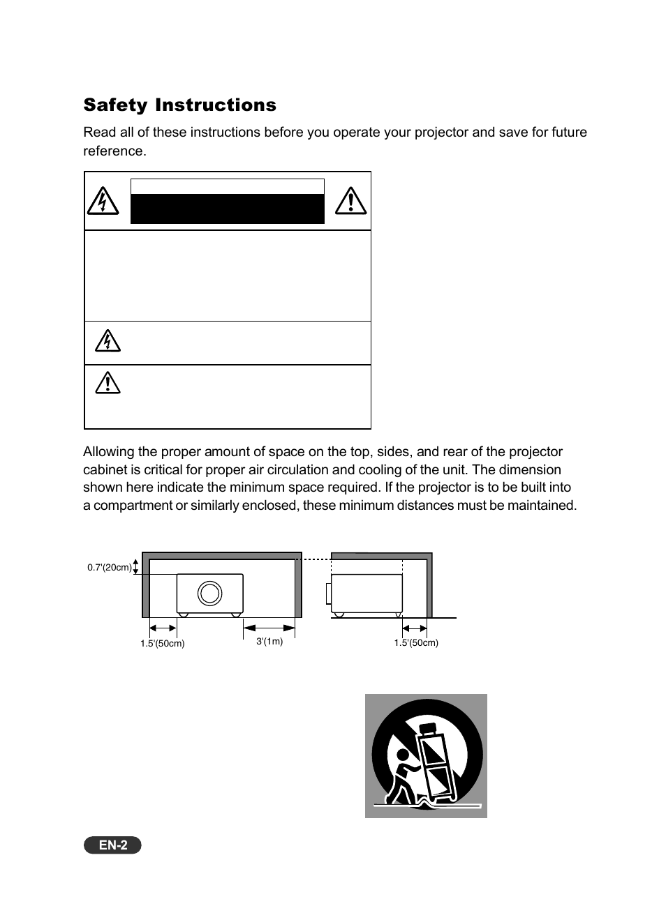 Safety instructions | Eiki EIP-X350 User Manual | Page 3 / 35