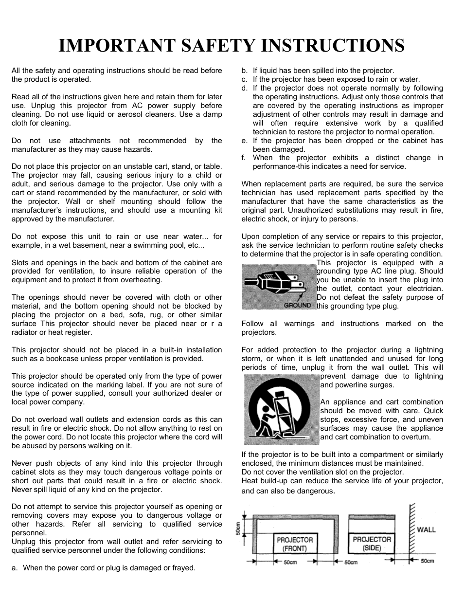 Important safety instructions | Eiki LC-X2U User Manual | Page 3 / 58