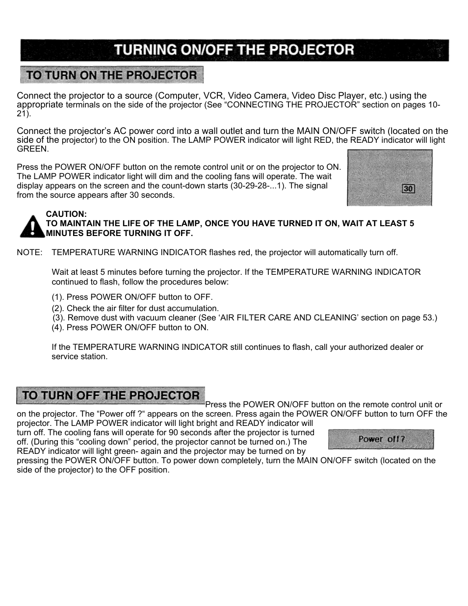 Basic operation, Turning on/off the projector | Eiki LC-X2U User Manual | Page 32 / 58