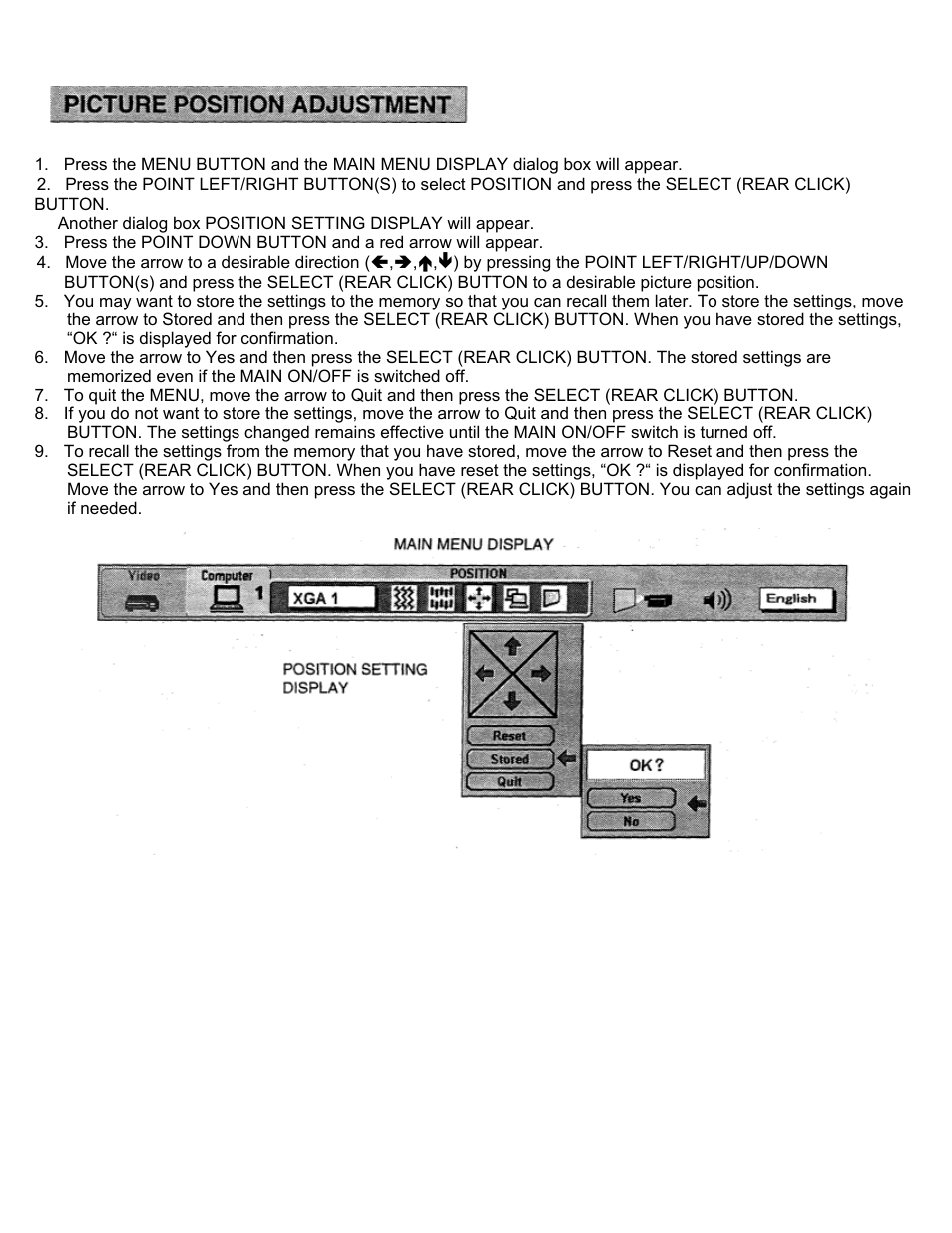 Picture position adjustment | Eiki LC-X2U User Manual | Page 44 / 58