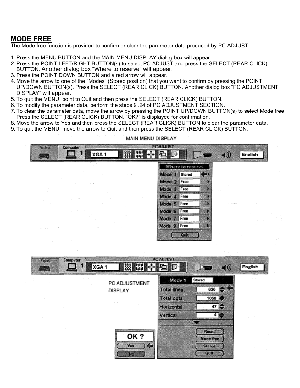 Mode free | Eiki LC-X2U User Manual | Page 48 / 58