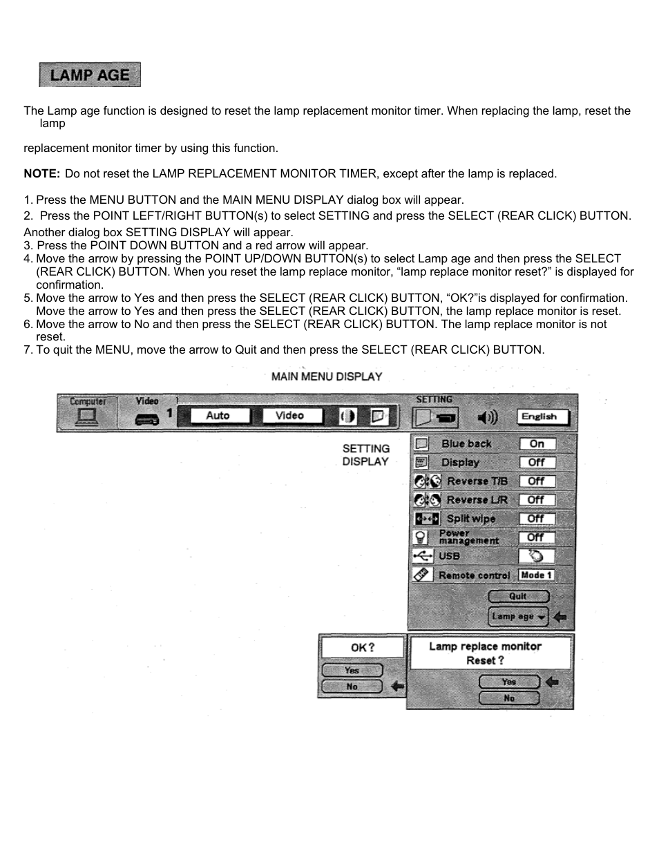 Lamp age | Eiki LC-X2U User Manual | Page 52 / 58