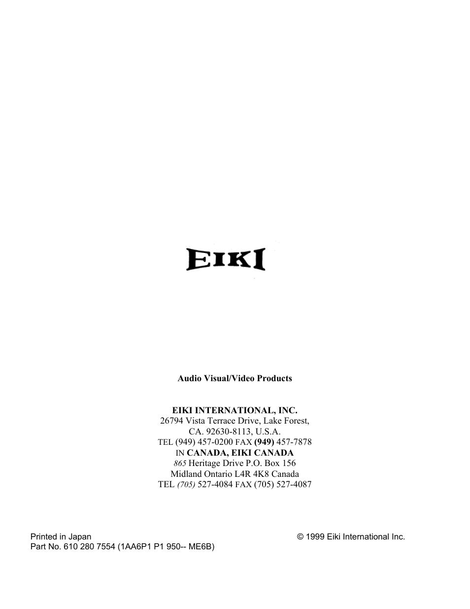 Eiki LC-X2U User Manual | Page 58 / 58