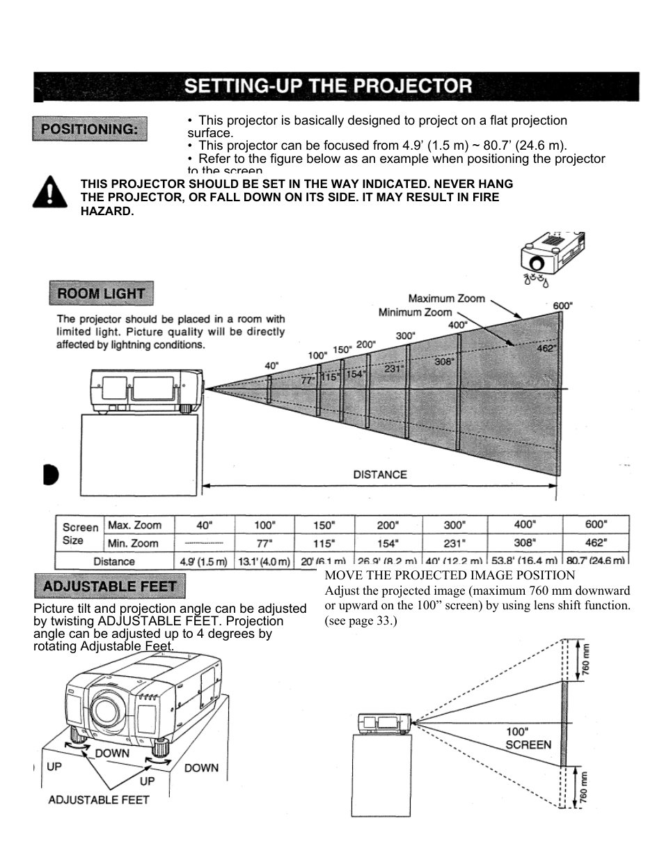 Setting-up the projector | Eiki LC-X2U User Manual | Page 7 / 58
