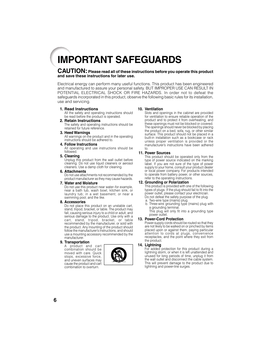Important safeguards, Caution | Eiki EIP-2500 User Manual | Page 10 / 68