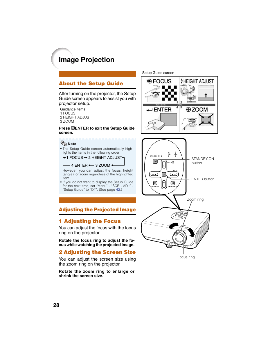 Image projection | Eiki EIP-2500 User Manual | Page 32 / 68