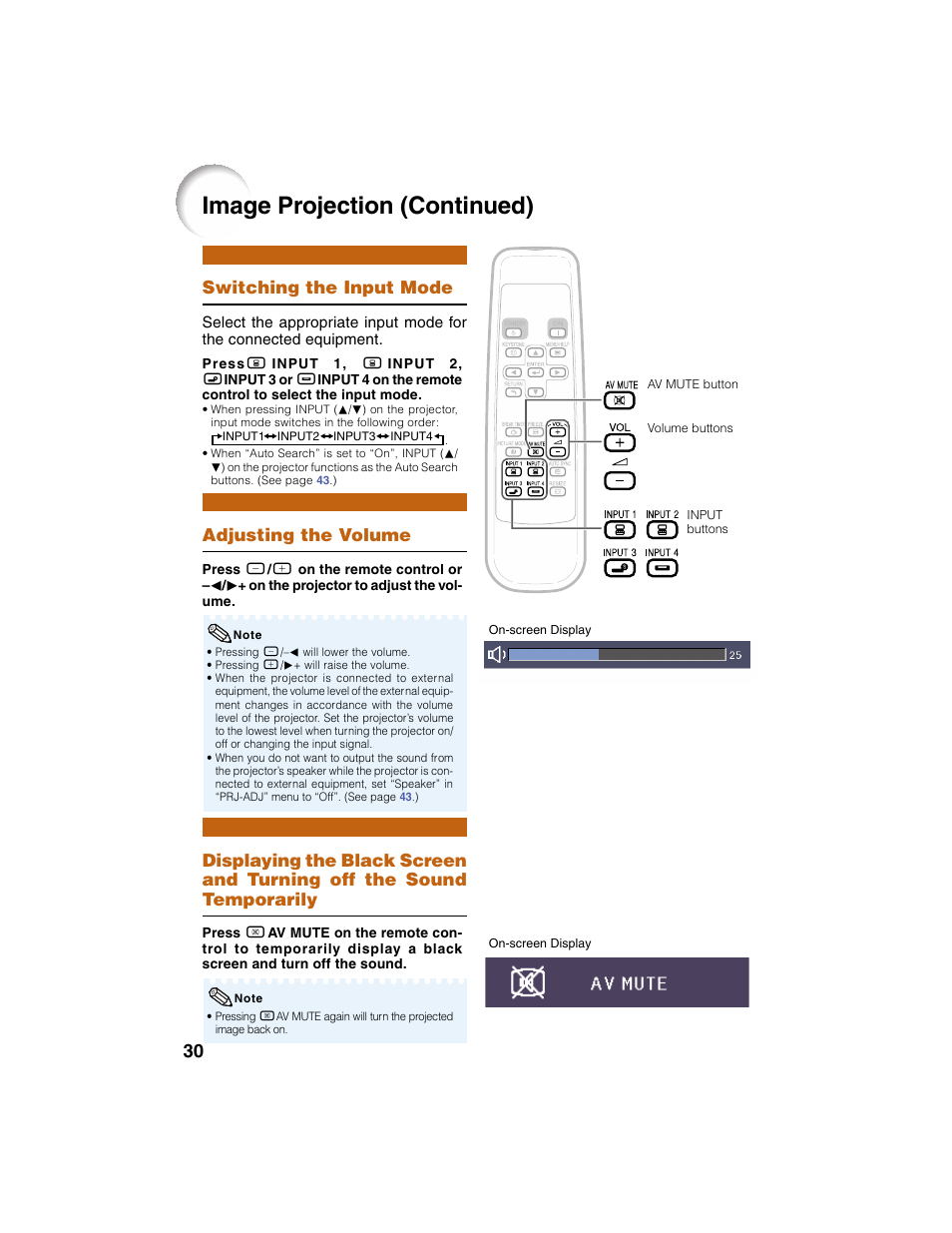 Image projection (continued) | Eiki EIP-2500 User Manual | Page 34 / 68