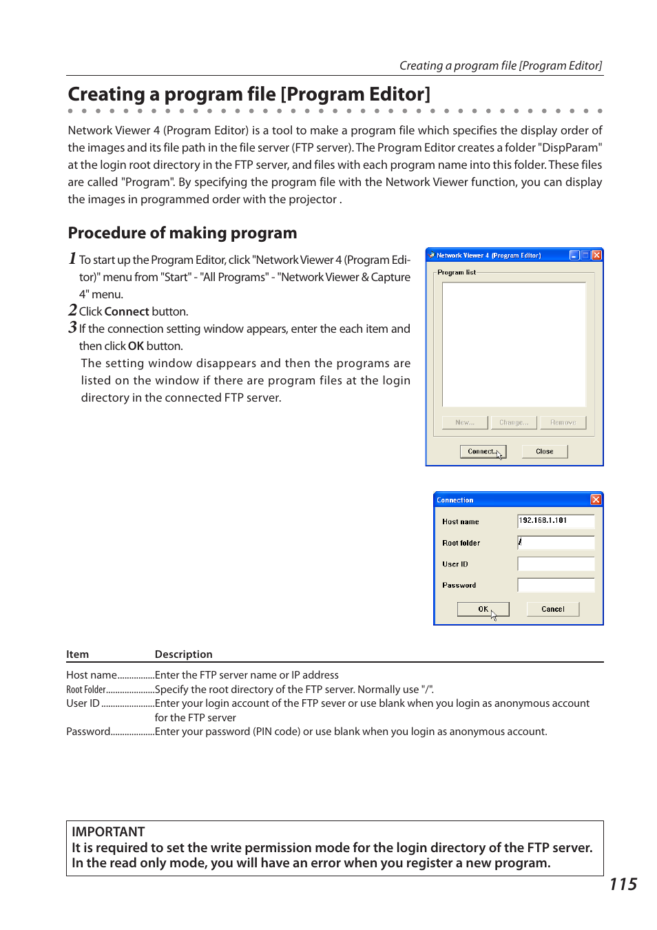 Creating a program file [program editor, Procedure of making program | Eiki QXXAVC922---P User Manual | Page 115 / 144