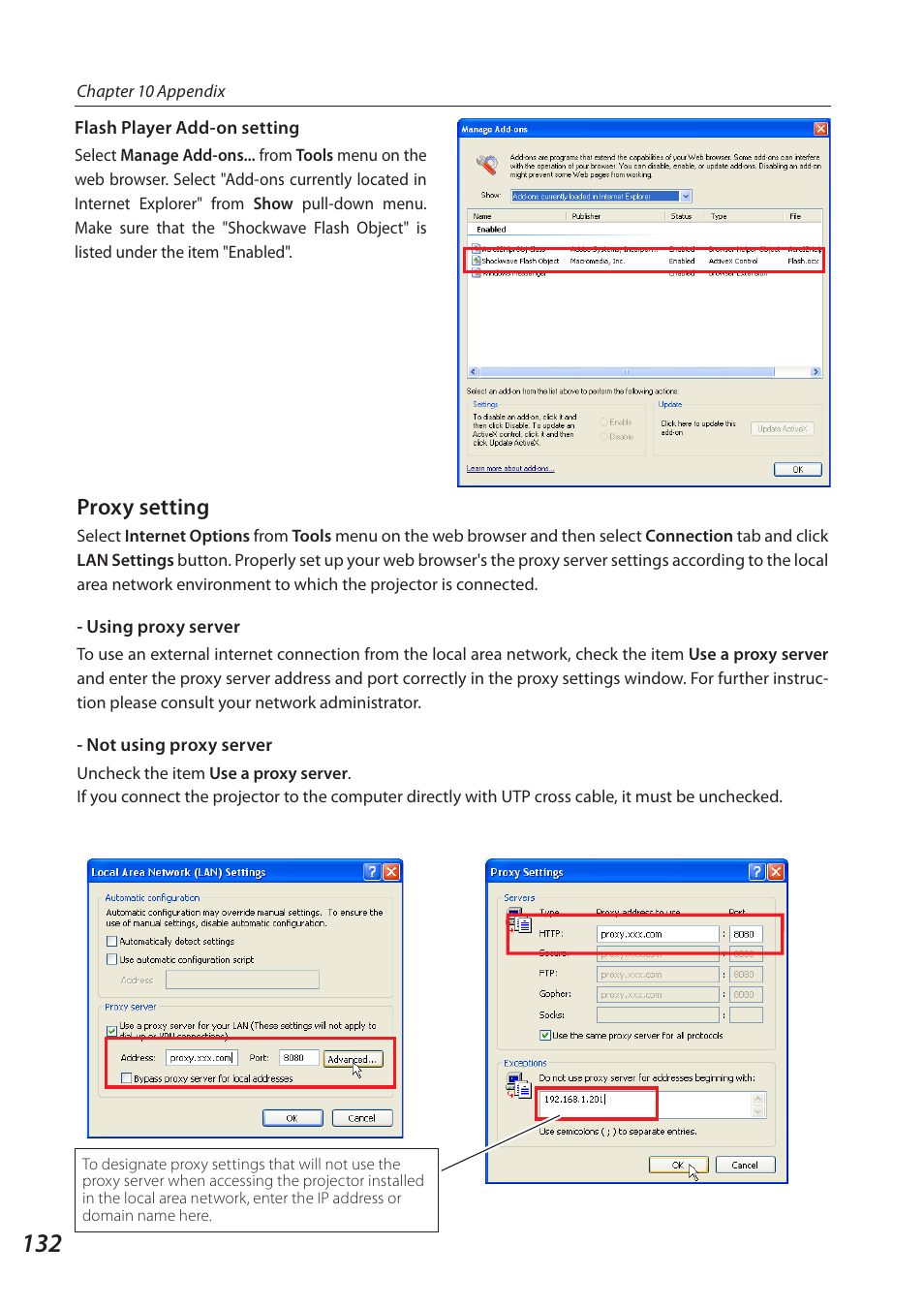 Proxy setting | Eiki QXXAVC922---P User Manual | Page 132 / 144