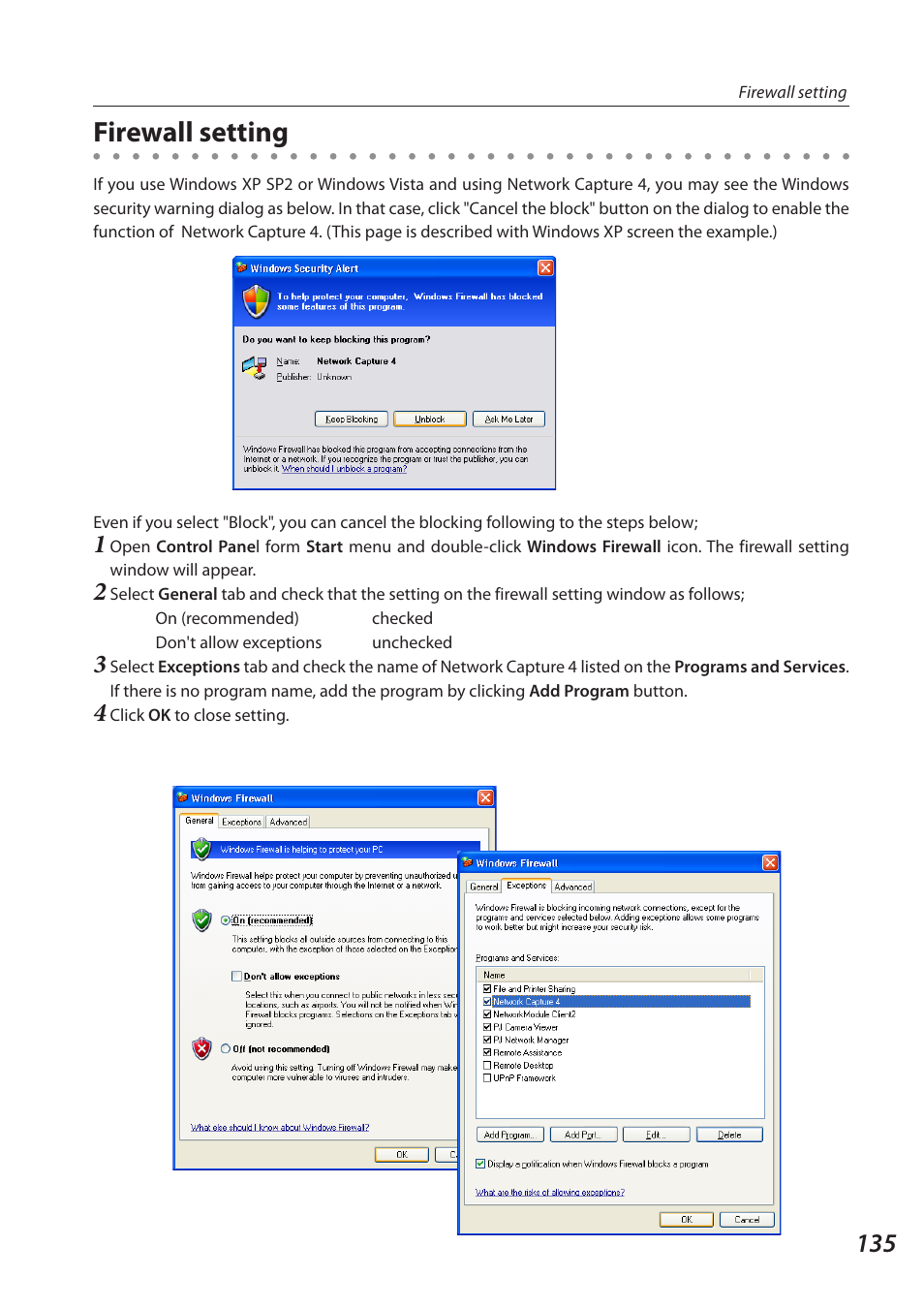 Firewall setting | Eiki QXXAVC922---P User Manual | Page 135 / 144