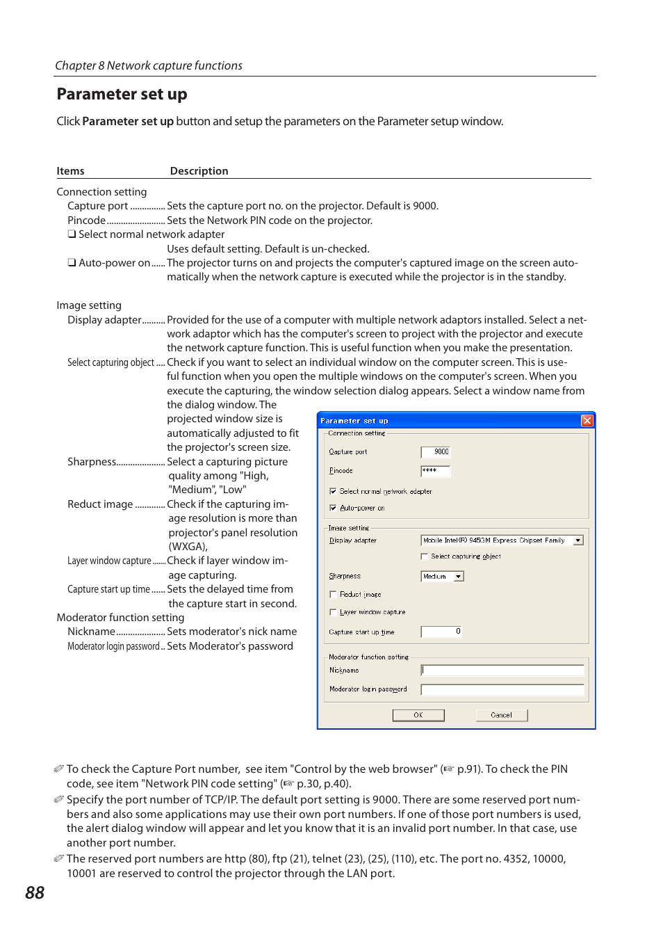 Parameter set up | Eiki QXXAVC922---P User Manual | Page 88 / 144