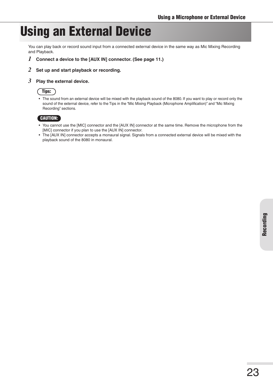 Using an external device | Eiki 8080 User Manual | Page 23 / 32