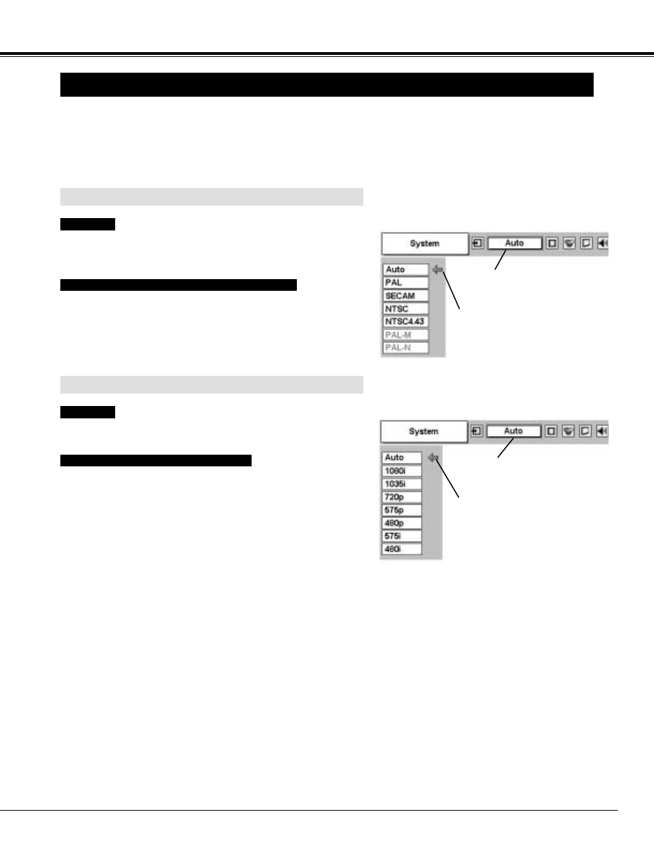 Selecting video system, Video input | Eiki LC-SM3 User Manual | Page 31 / 44