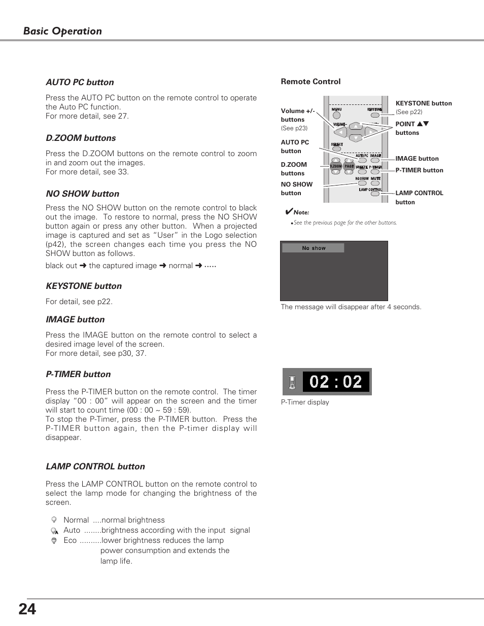 Basic operation | Eiki LC-SB22 User Manual | Page 24 / 64