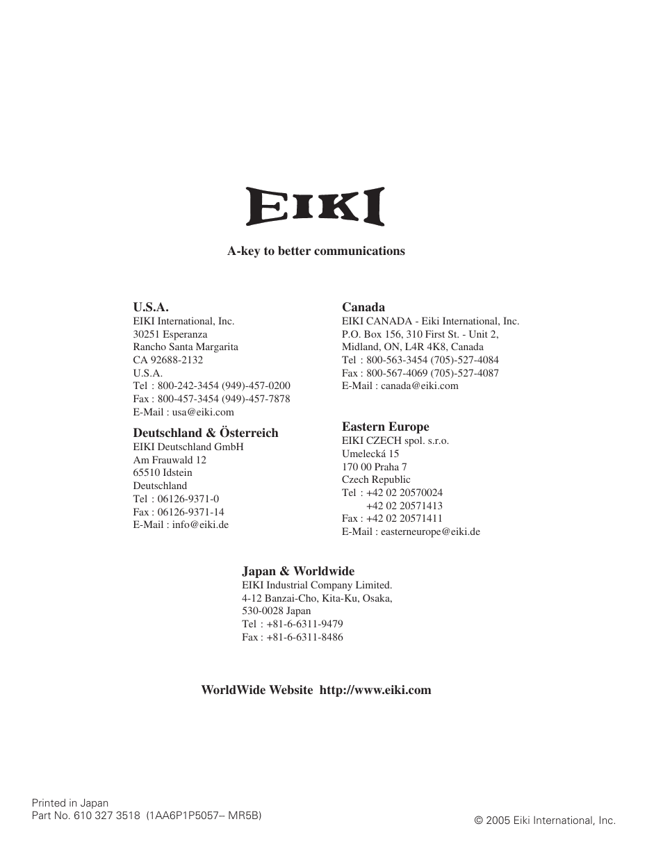 Eiki LC-SB22 User Manual | Page 64 / 64