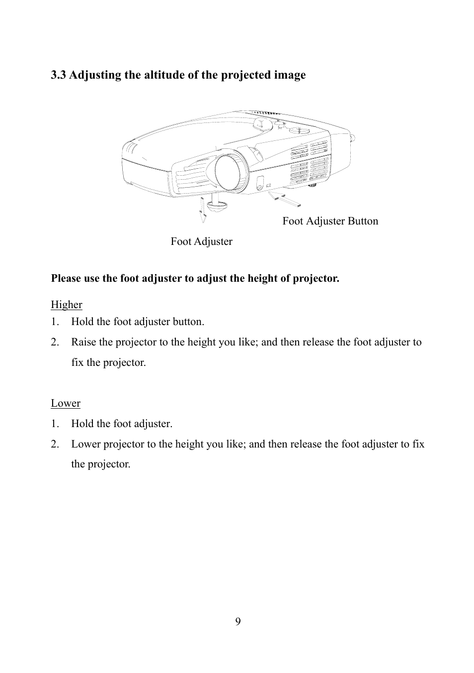 Adjusting the altitude of projected images | Eiki EIP-1 User Manual | Page 10 / 31
