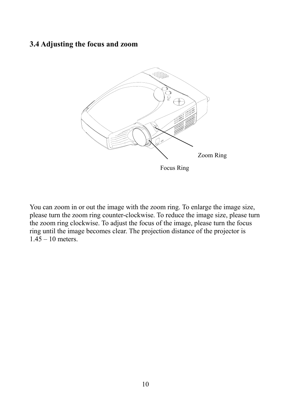 Adjusting focus and zoom | Eiki EIP-1 User Manual | Page 11 / 31