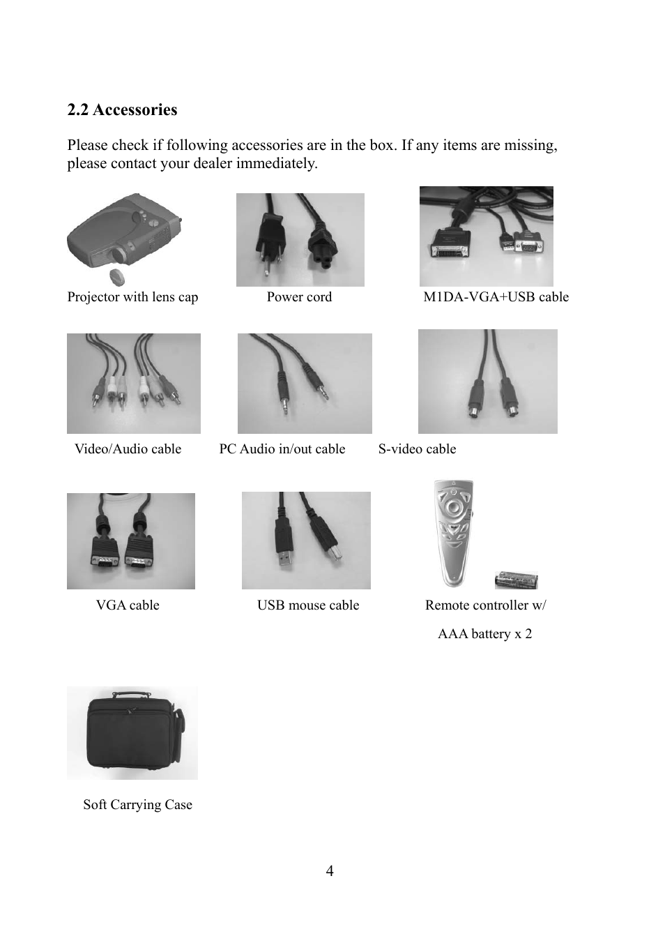 Accessories | Eiki EIP-1 User Manual | Page 5 / 31