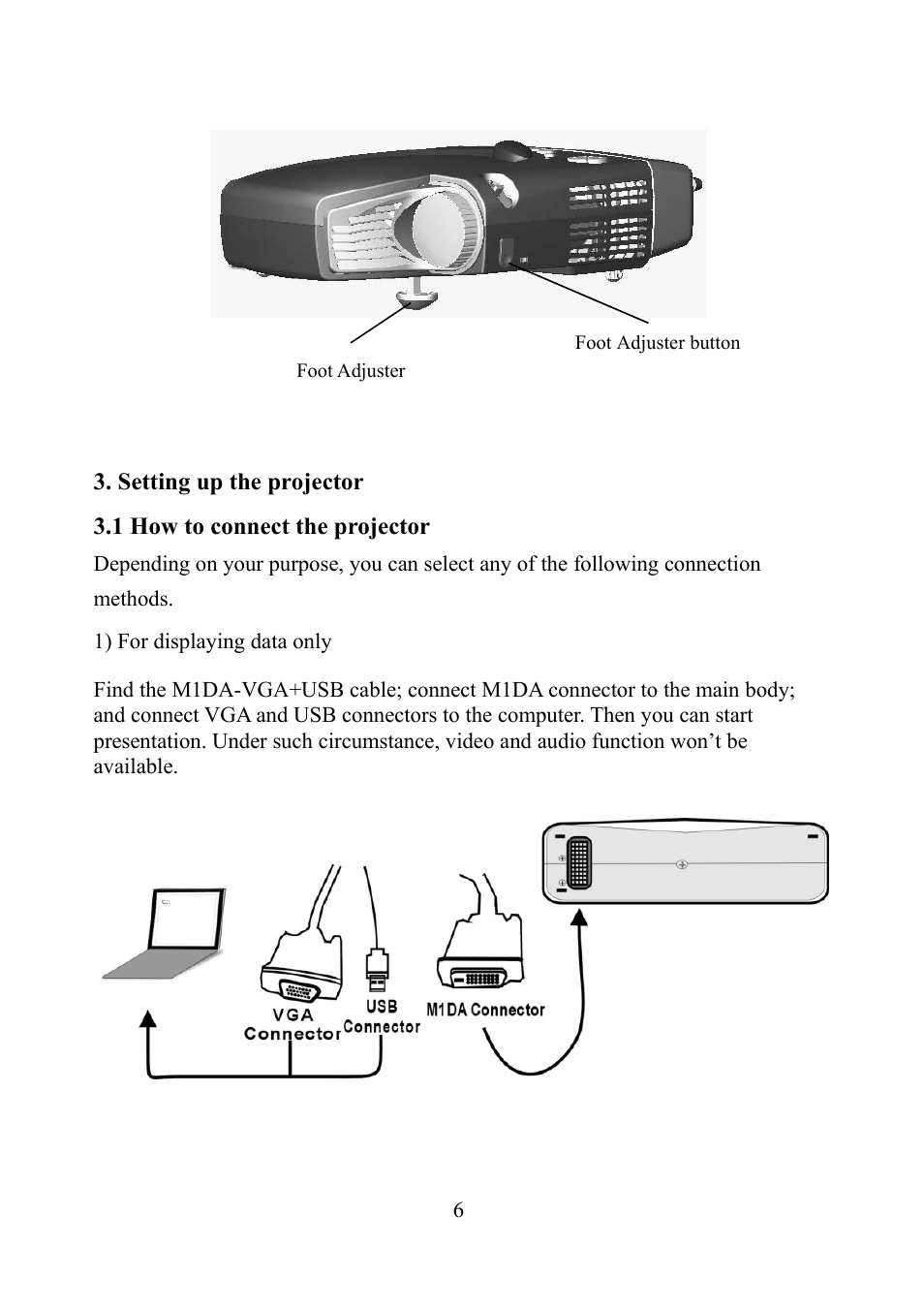 Setting up the projector, How to connect the projector | Eiki EIP-1 User Manual | Page 7 / 31
