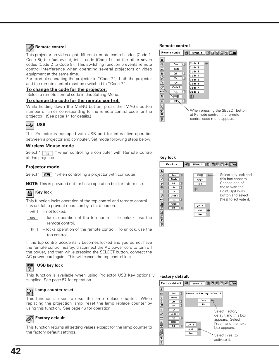 Setting | Eiki LC-SE10 User Manual | Page 42 / 60