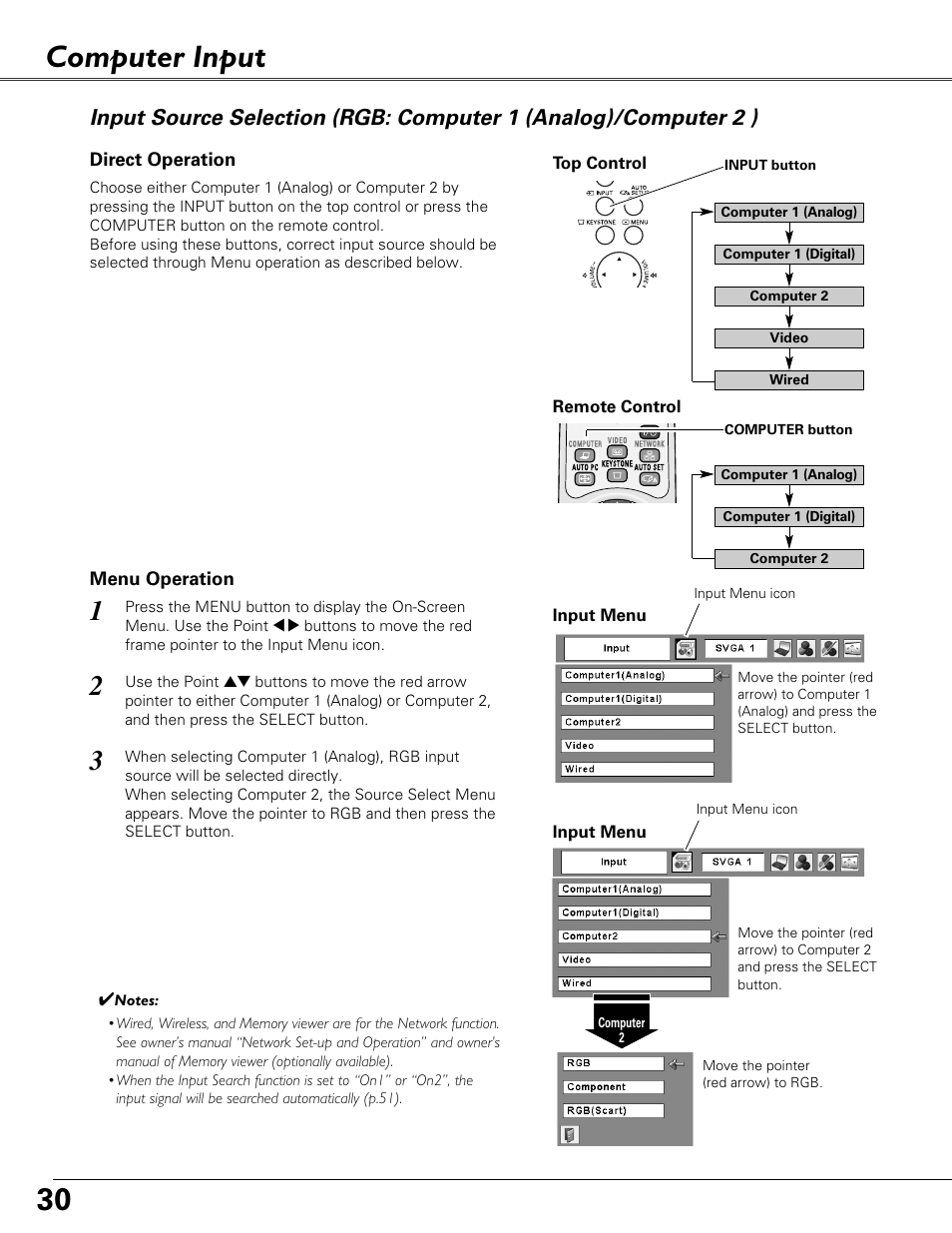 Computer input | Eiki LC-XB41N User Manual | Page 30 / 80