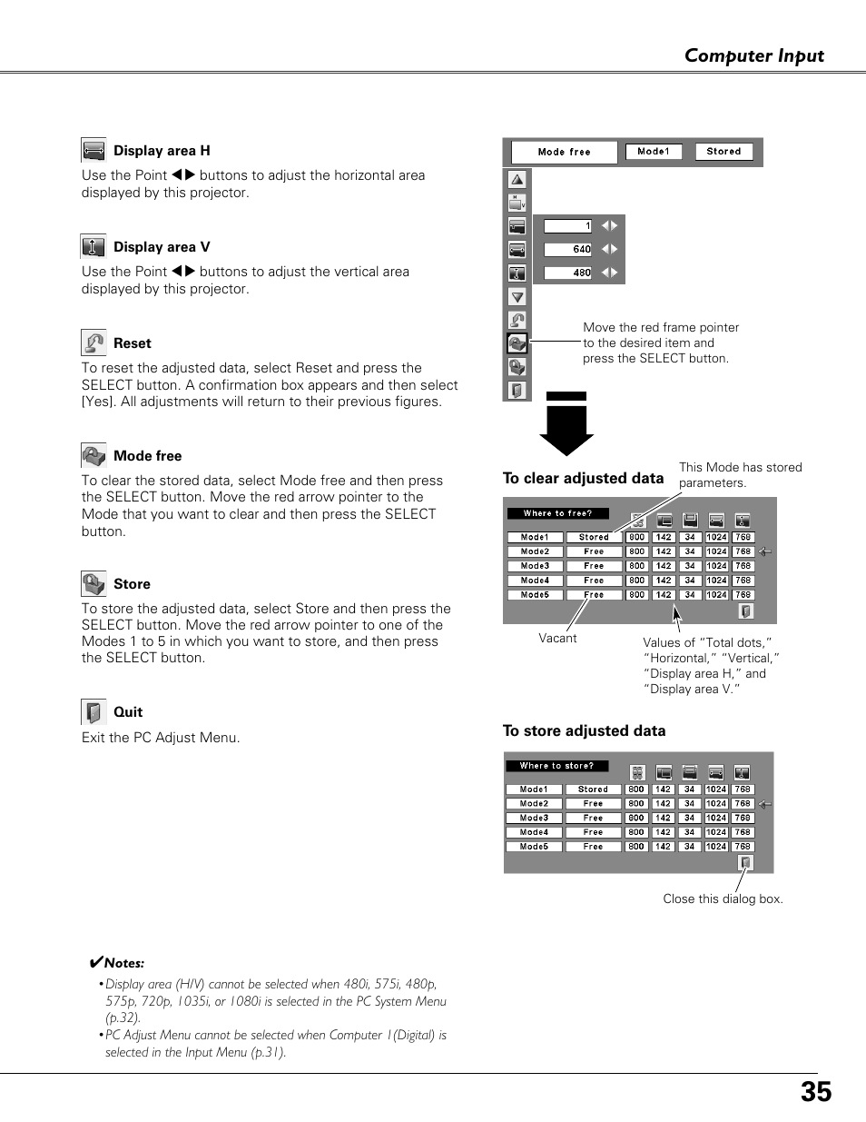 Computer input | Eiki LC-XB41N User Manual | Page 35 / 80